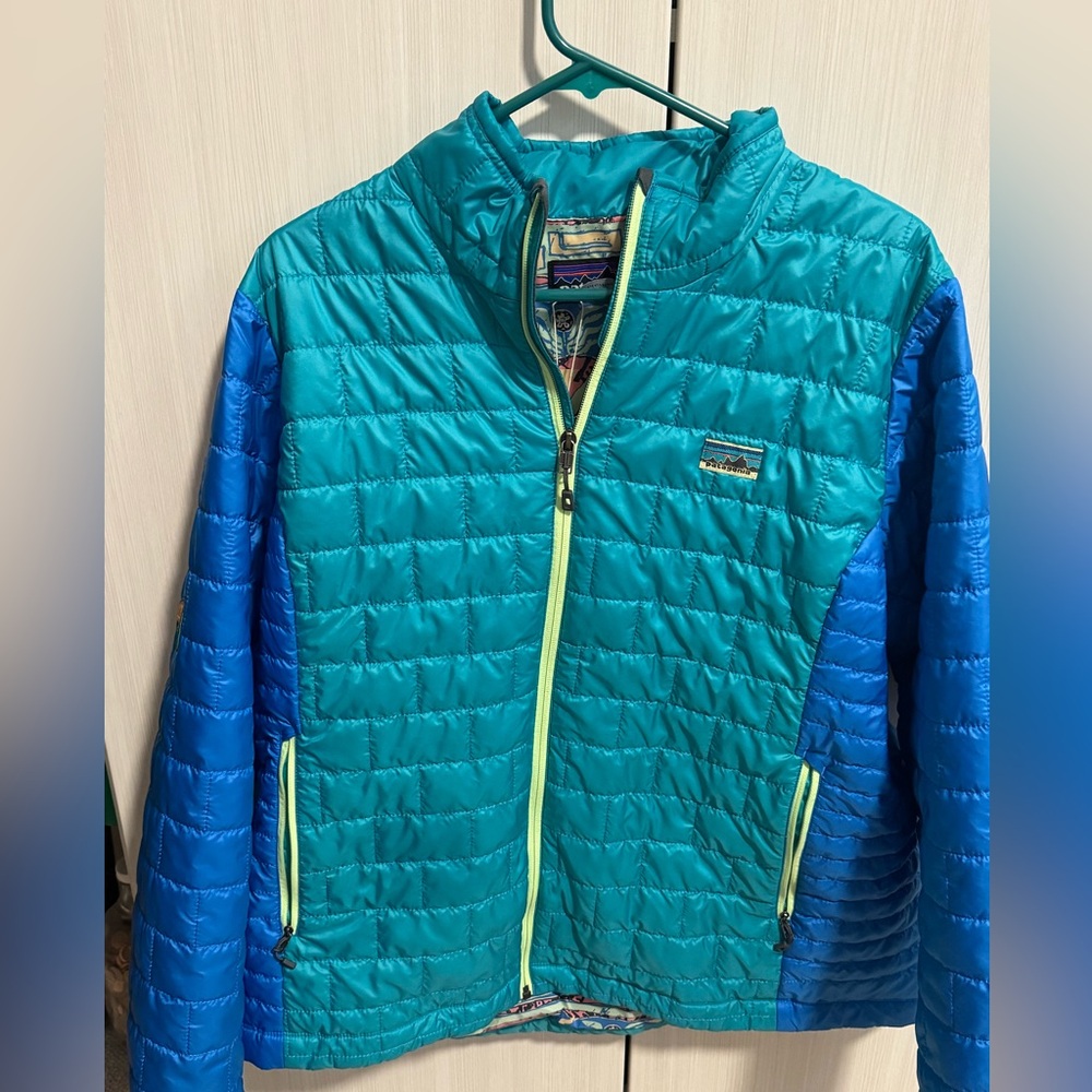Patagonia Teal and Royal Blue Nano Puff Jacket